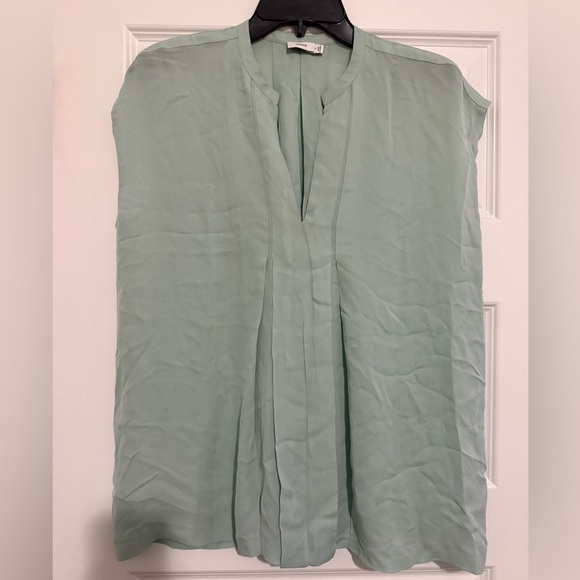 Vince Tops - Vince Pleated Mint Green Sleeveless Silk Top Size Small